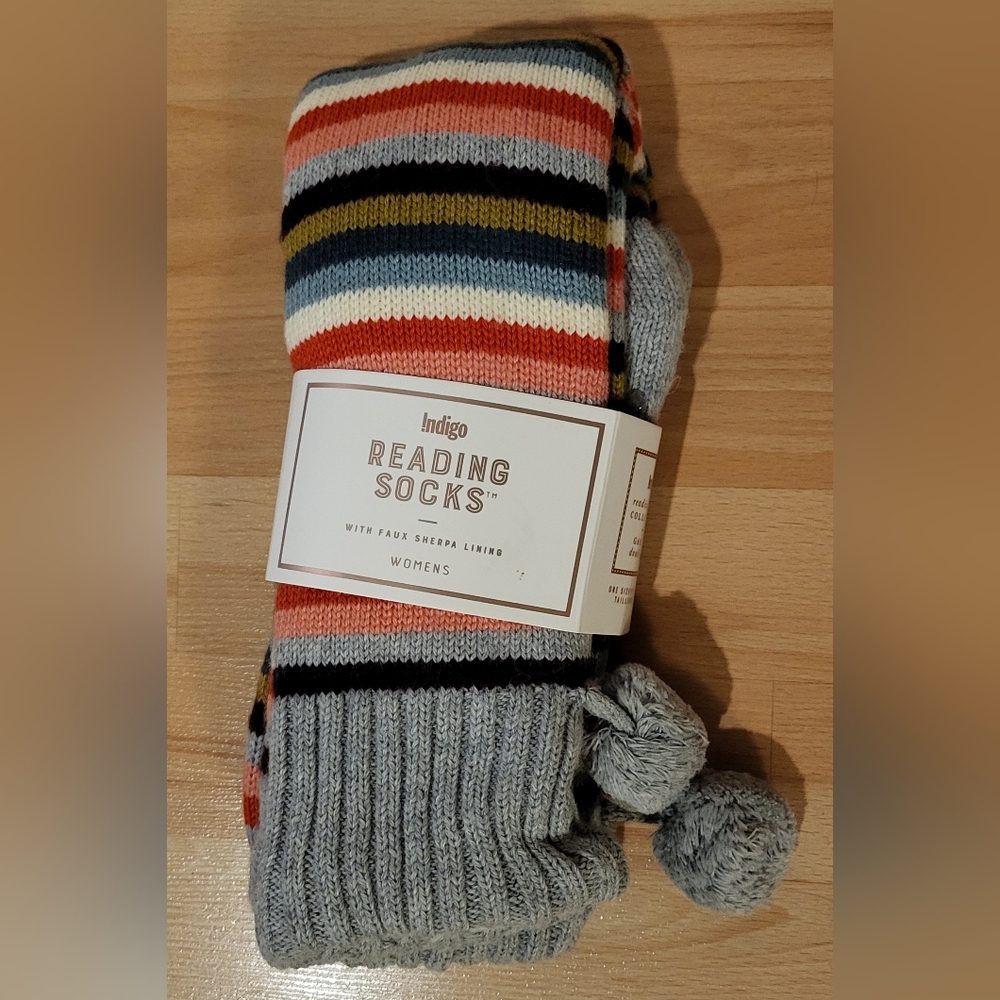 Indigo Gray and Red Casual Socks with Striped Design